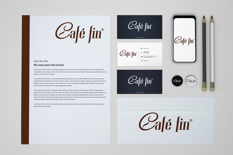 Bộ nhận diện thương hiệu Cafe fin | LOGOAZ